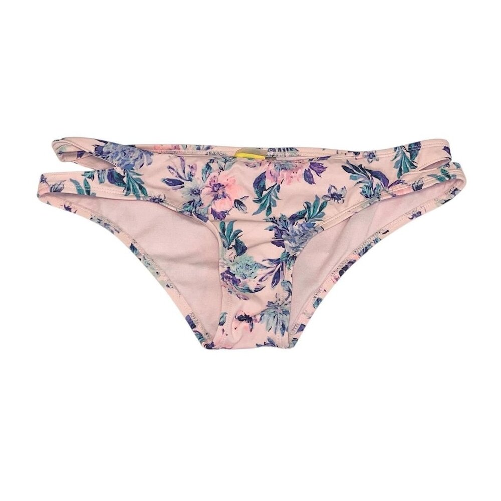 LA Hearts Bikini Bottom Medium Pink Floral Strappy Cheeky Swim